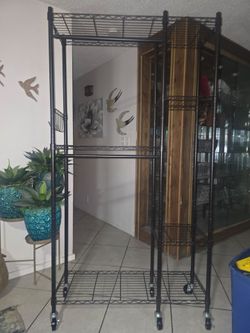 Rolling Adjustable Clothes Rack with Shelves