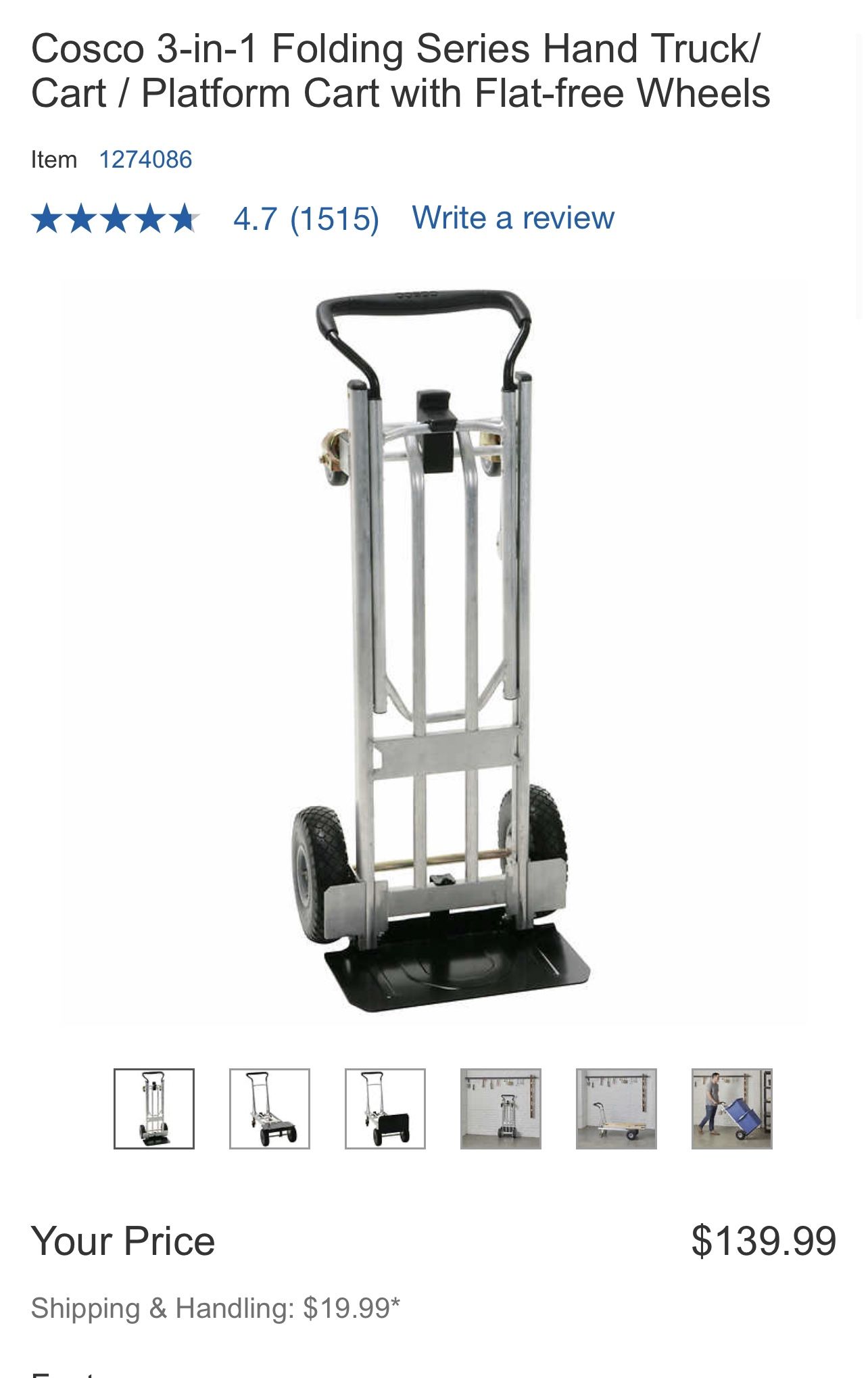 Cosco 3-in-1 Folding Series Hand Truck/ Cart / Platform Cart with Flat-free Wheels