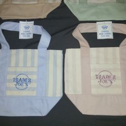 Trader Joe's Striped Mini Canvas Tote Bags