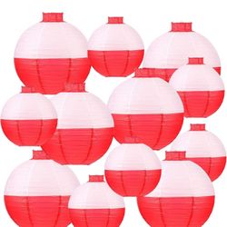 Set of 12 Fishing Bobber Round Paper Hanging Lanterns Fishing Birthday Decorations Hanging Paper Lan