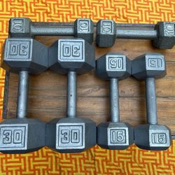 SET OF DUMBBELLS  (PAIRS OF)  10s   /  15s  /   30s