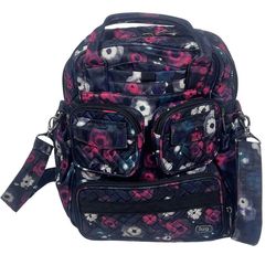 LUG Mini Puddle Jumper Bag Tropical Print Travel Crossbody Strap Tote Quilted
