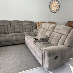 Grey Recliner Living Room Set 