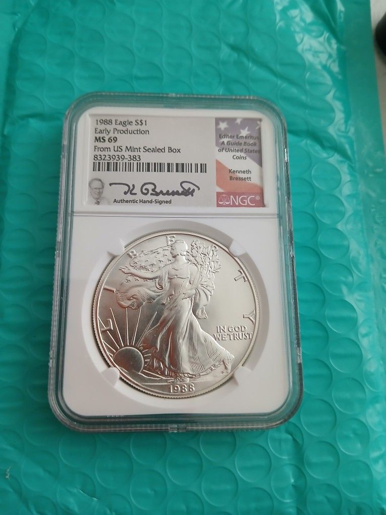 NGC GRADED Early Production 1988 Silver Eagle