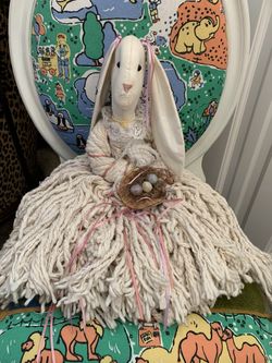 “Mop rabbit” for the Easter basket or sitting on a chair