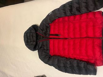Black and Red Hooded Puffer Jacket