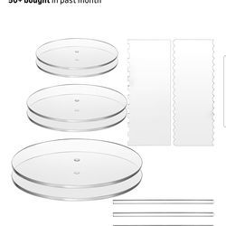 11 Pieces Acrylic Cake Discs Set, 6.25/8.25/10.25 Inch Clear Cake Decorating Supplies with 6 Acrylic Discs, 2 Icing Scraper and 3 Center Dowel for 3 T