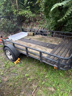 Utility Trailer with Steel Rails and Wood Deck