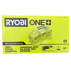 FREE BONUS BATTERY! NEW RYOBI PCG006 18V ONE+ 6-PORT FAST CHARGER