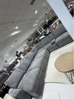 Grey Sliding Sectional w/ Storage Chaise