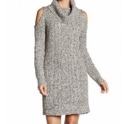 RDI knit cold shoulder turtleneck chunky sweater dress Size Large