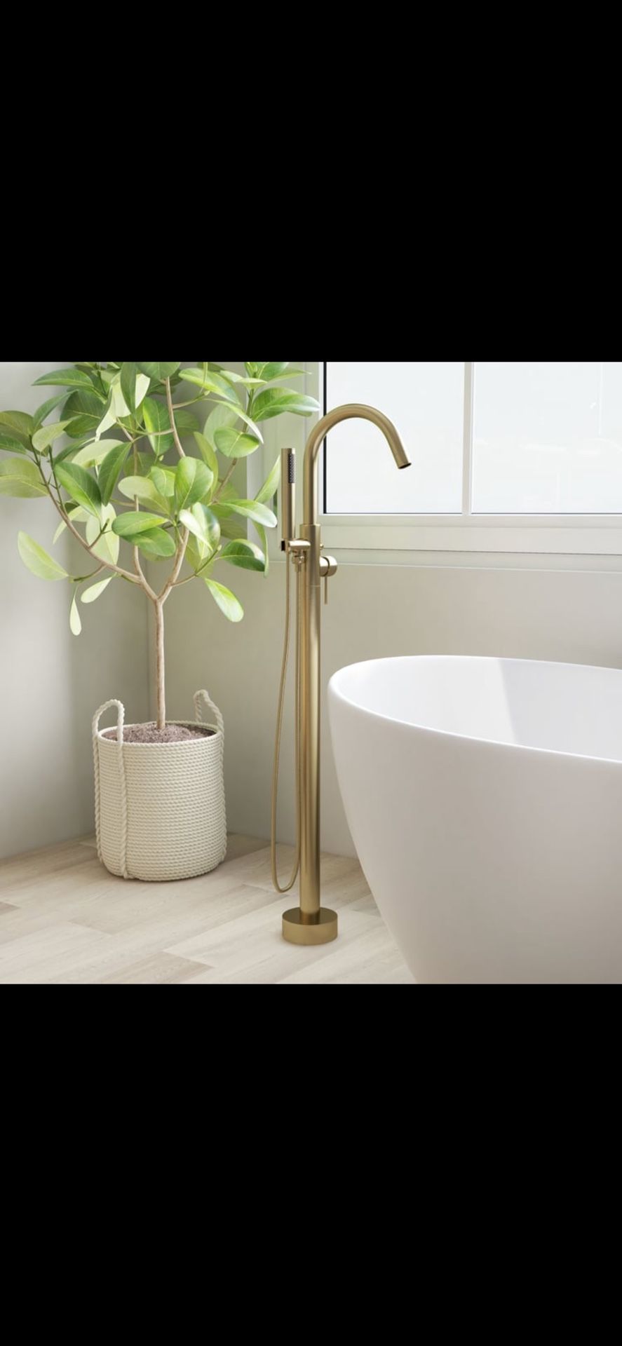 Brewst Solid Brass Single Handle Modern Floor Mounted Tub Filler Spout Faucets  Sh20