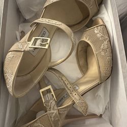 Jimmy Choo Beige Nude Lace High Heels Pumps 39