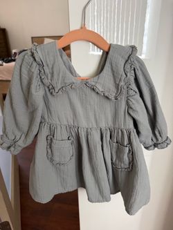 Quincy Mae baby girl dress 12-18m slate