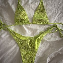 pink or green leather bikini