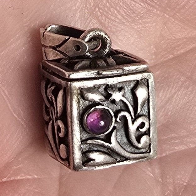 Sterling Silver 925 Amethyst Prayer Box Pendant Charm Stamped Faith