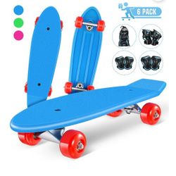 Kids Skateboard Kit Complete Skateboard Downhill Longboard with Protective Gears for Boys G