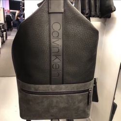 Brand new with tag Calvin Klein men black/gray man made durable faux leather backpack  Size 11x7x18 inches