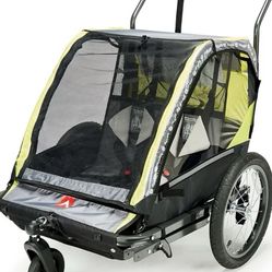 Allen Sports Deluxe 2-Child Bicycle Trailer & Stroller, Model AS2, Green
