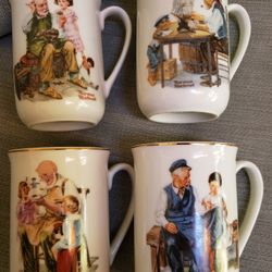 Set Of 4 Norman Rockwell Cups