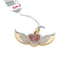 10kt Gold Diamond Ruby Heart Wings 1.70grams .25ctw 173073 10