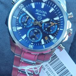Bulova Marine Star Chronograph Blue Dial Men's Watch 96B256