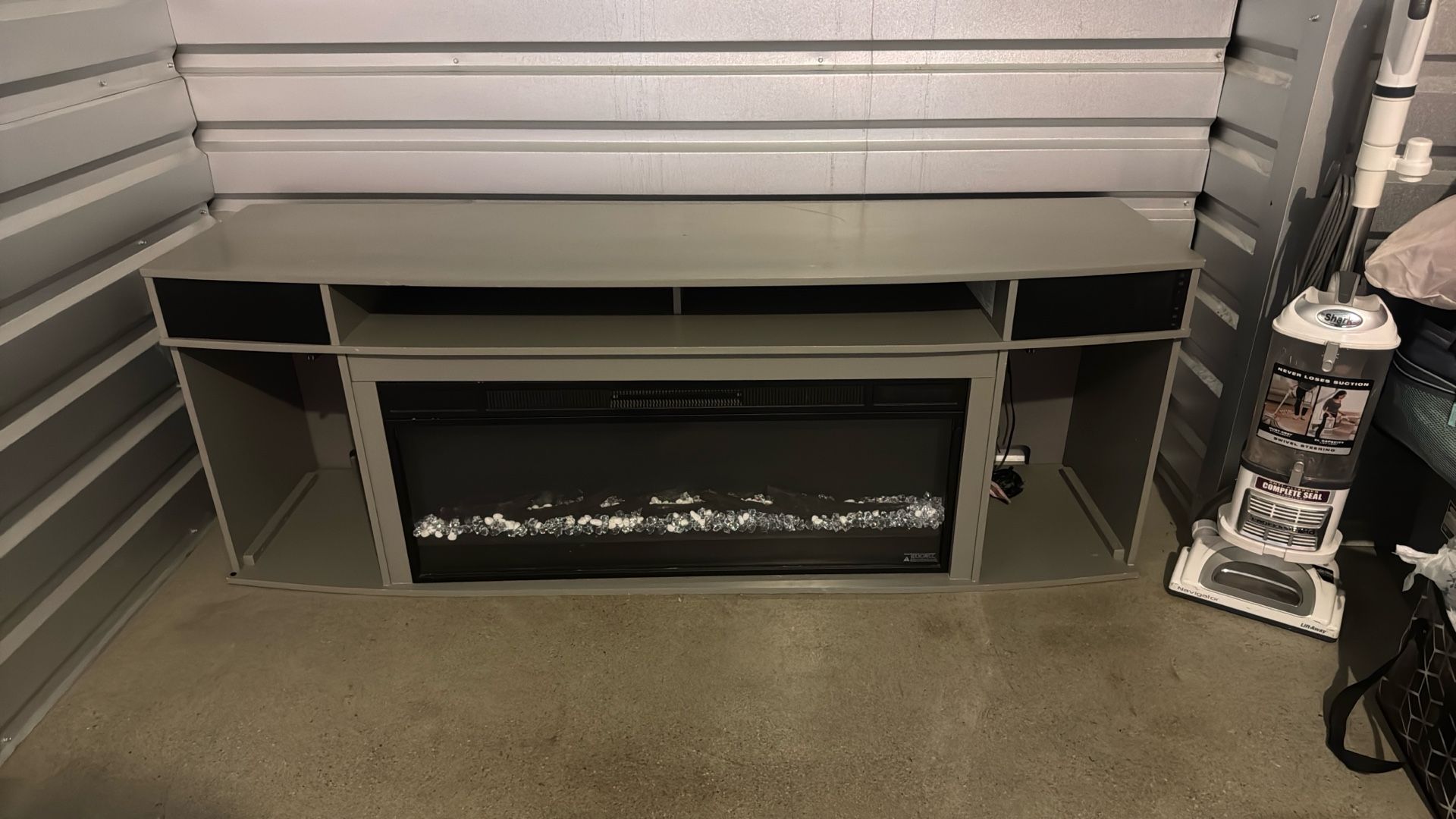 Modern Style LED Fireplace In Grey 