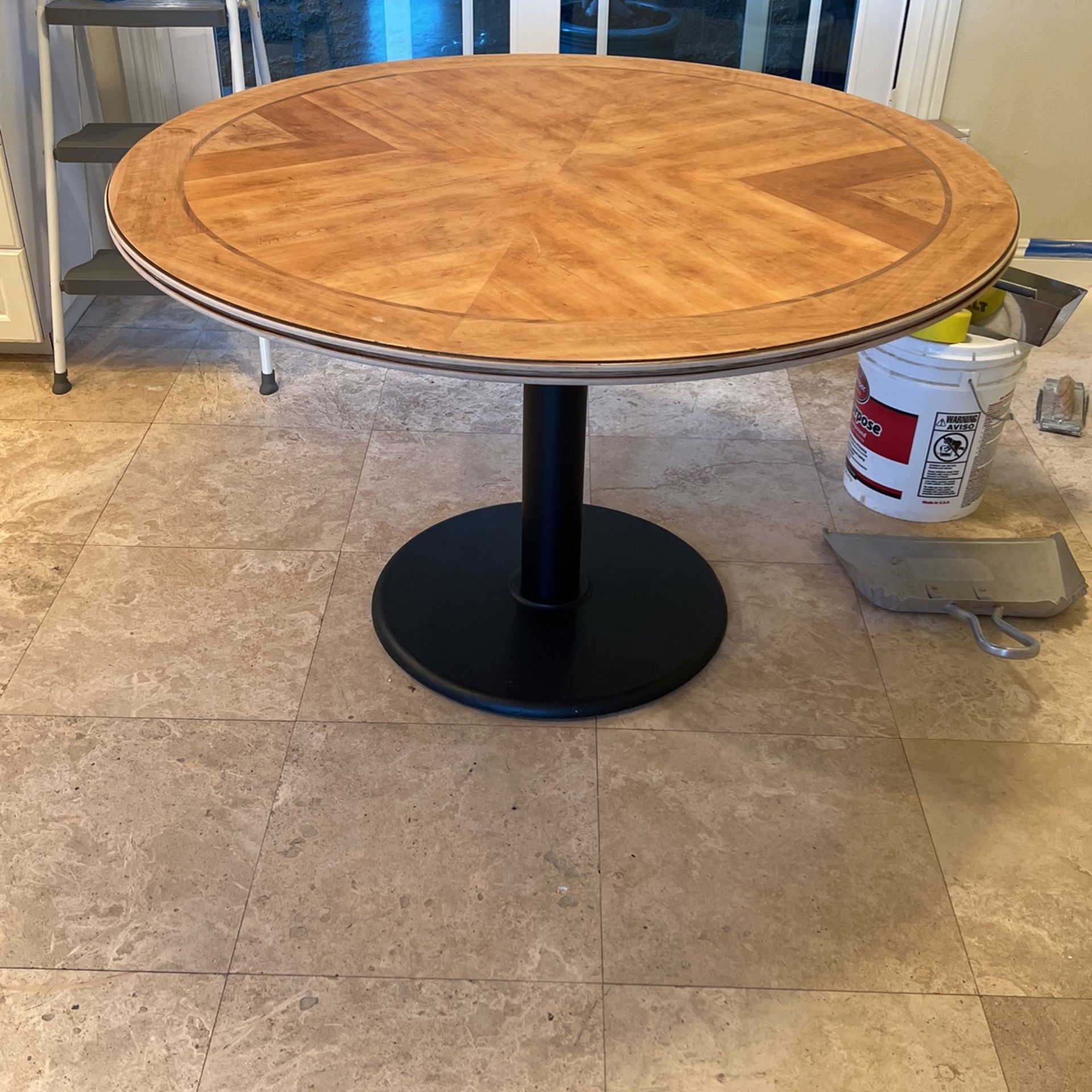 Breakfast Table Solid Wood With Metal Base (Must Go)