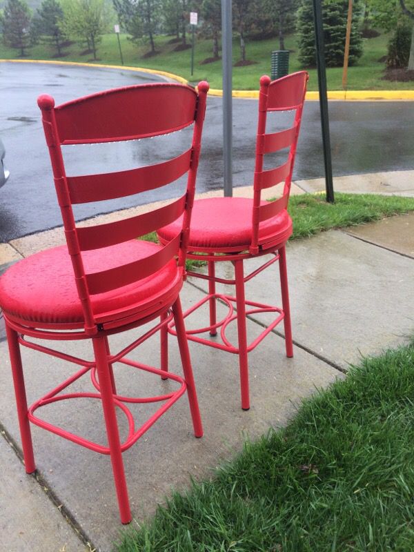 Red retro bar stools