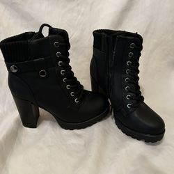 New! Combat Ankle Boots-Chunky Heel 
