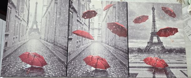 Paris Streets With Red Umbrellas Canvas 