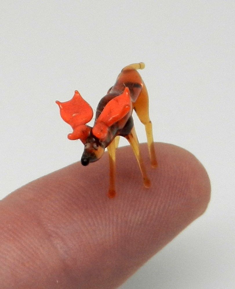 Tiny Mini Miniature Glass Figurine Animal North American Moose W/ Antlers