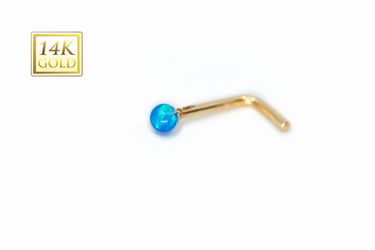 Ocean Blue Opal Nose Piercing 14k Gold Mark Solid Gold New 