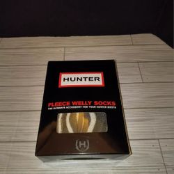 Hunter Zigzag Striped Cuff Fleece Welly Socks Women's Size M