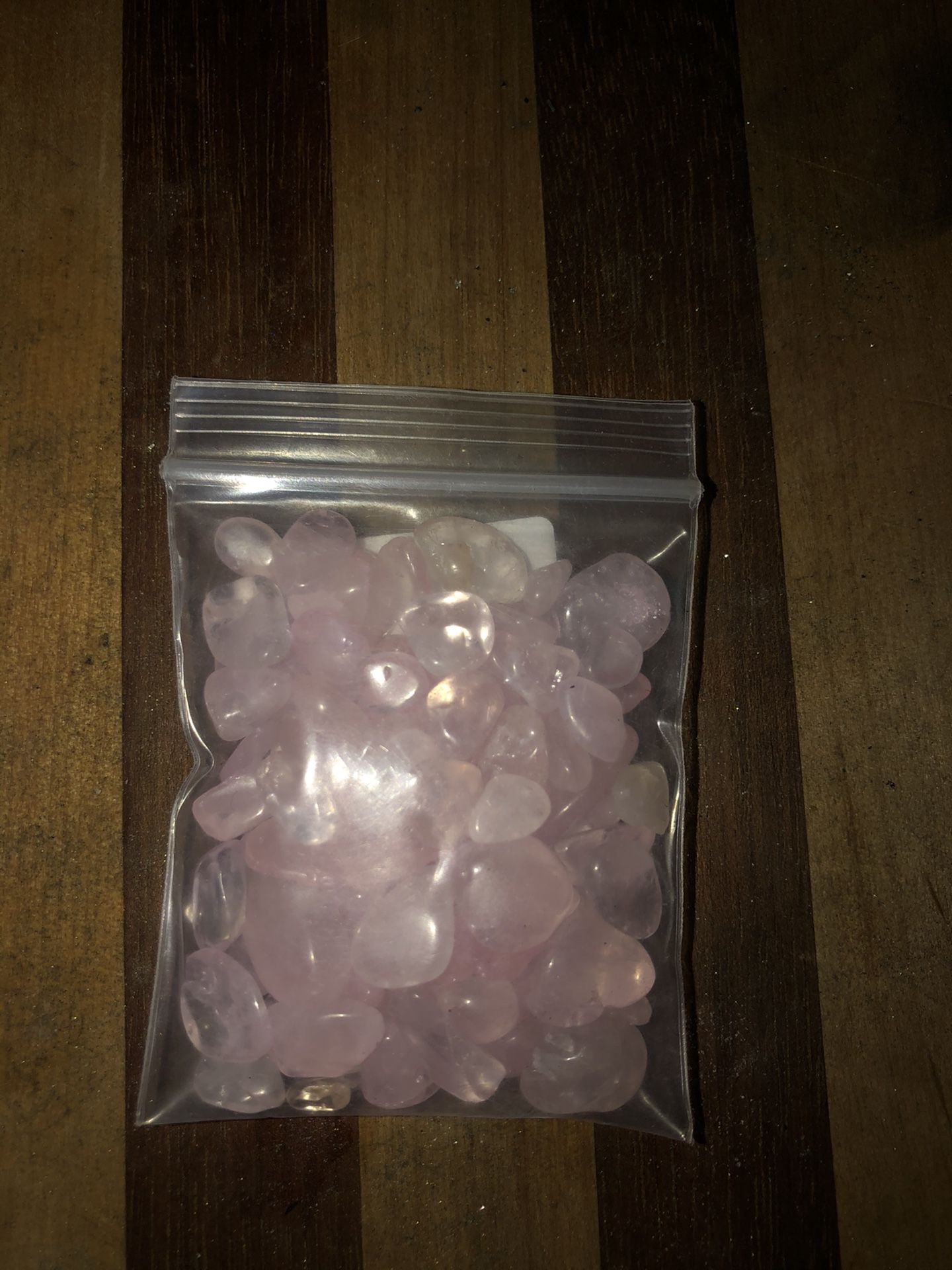 Rose Quartz stones in bag