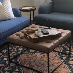Faux Leather Ottoman 