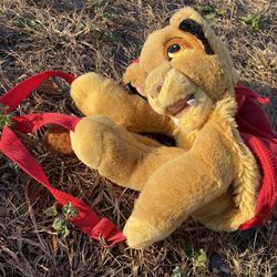 VTG Disney's The Lion King Simba Red Backpack Stuffed Plush 21” Hugging Shoulder