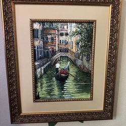 Original Oil Painting On Canvas, Nicely Framed. Wonderfully Executed Slightly Impressionistic Venice, Italy Scene With Rich Colors And Nice Compotion.