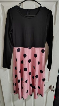 Black and Pink Polka Dot Skater Dress