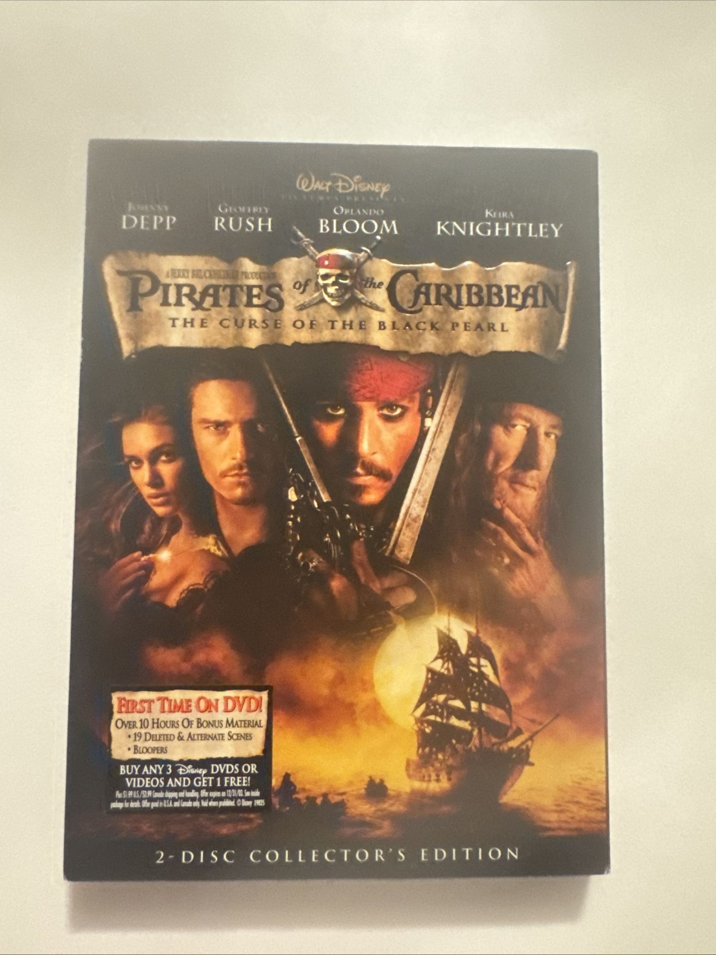 Pirates of the Caribbean: Curse of the Black Pearl DVD 2-Disc 2003 - New Sealed!