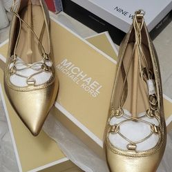 Gold Michael Kors Flats, Size 7