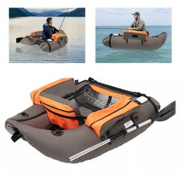 Portable Inflatable Fishing Boat Raft,Backrest Adjustable Angle, Blow Up Boat