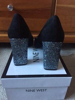 Nine West black Suede Shoes w/ Glitter Heels