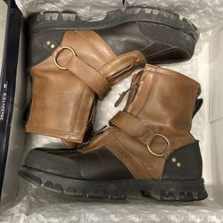 POLO Ralph Lauren Conquest Hi II Boot 🥾 Tan Briarwood Leather Mens Boots 9.5 D 
