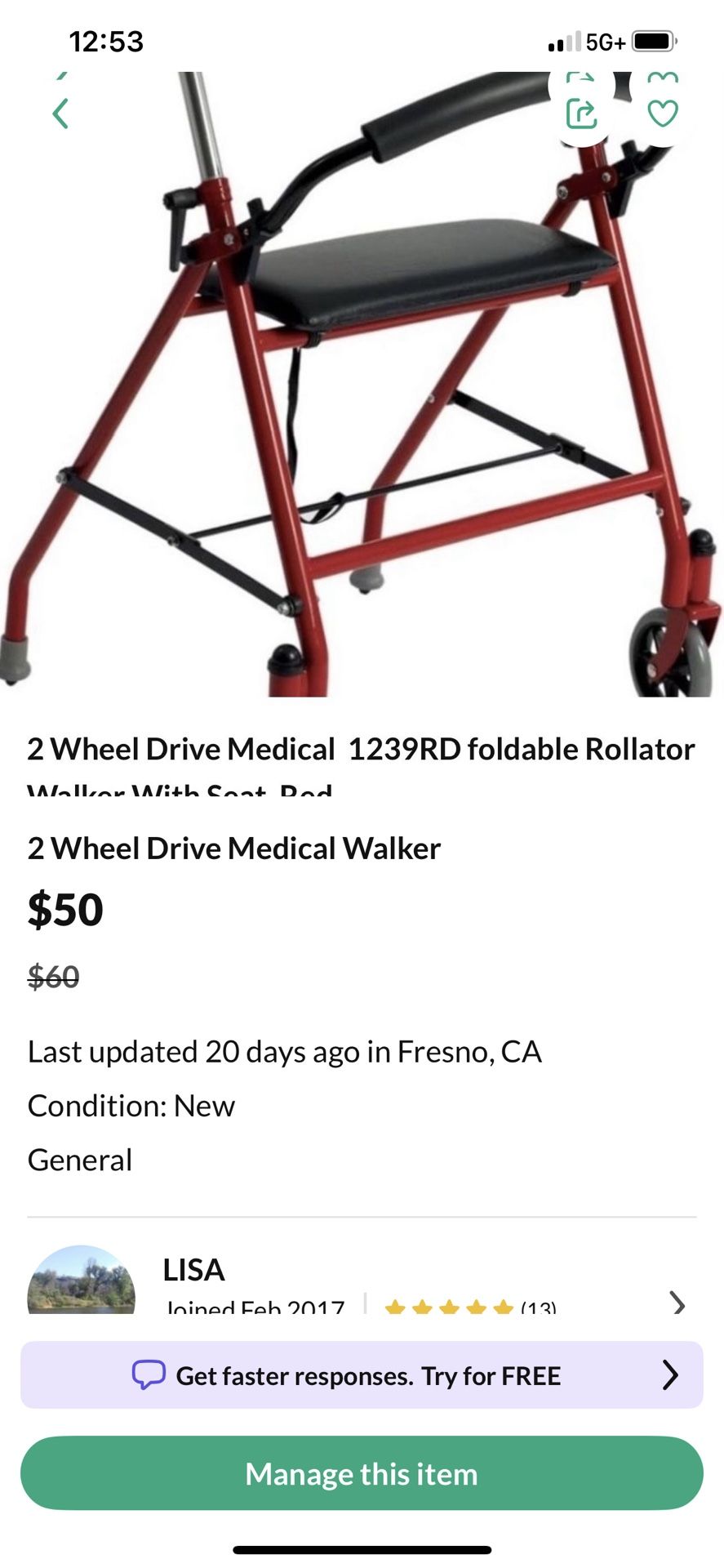2 Wheel Drive Medical Walker