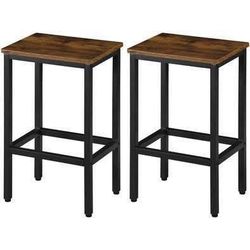 New Set of 2 Industrial Rustic Brown Bar Stools