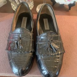 Bruno Magli Jared Kiltie Tassel Crocodile loafers size 10m Hand Crafted In Italy 