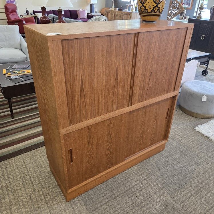 Danish Teak Tambour Door Cabinet