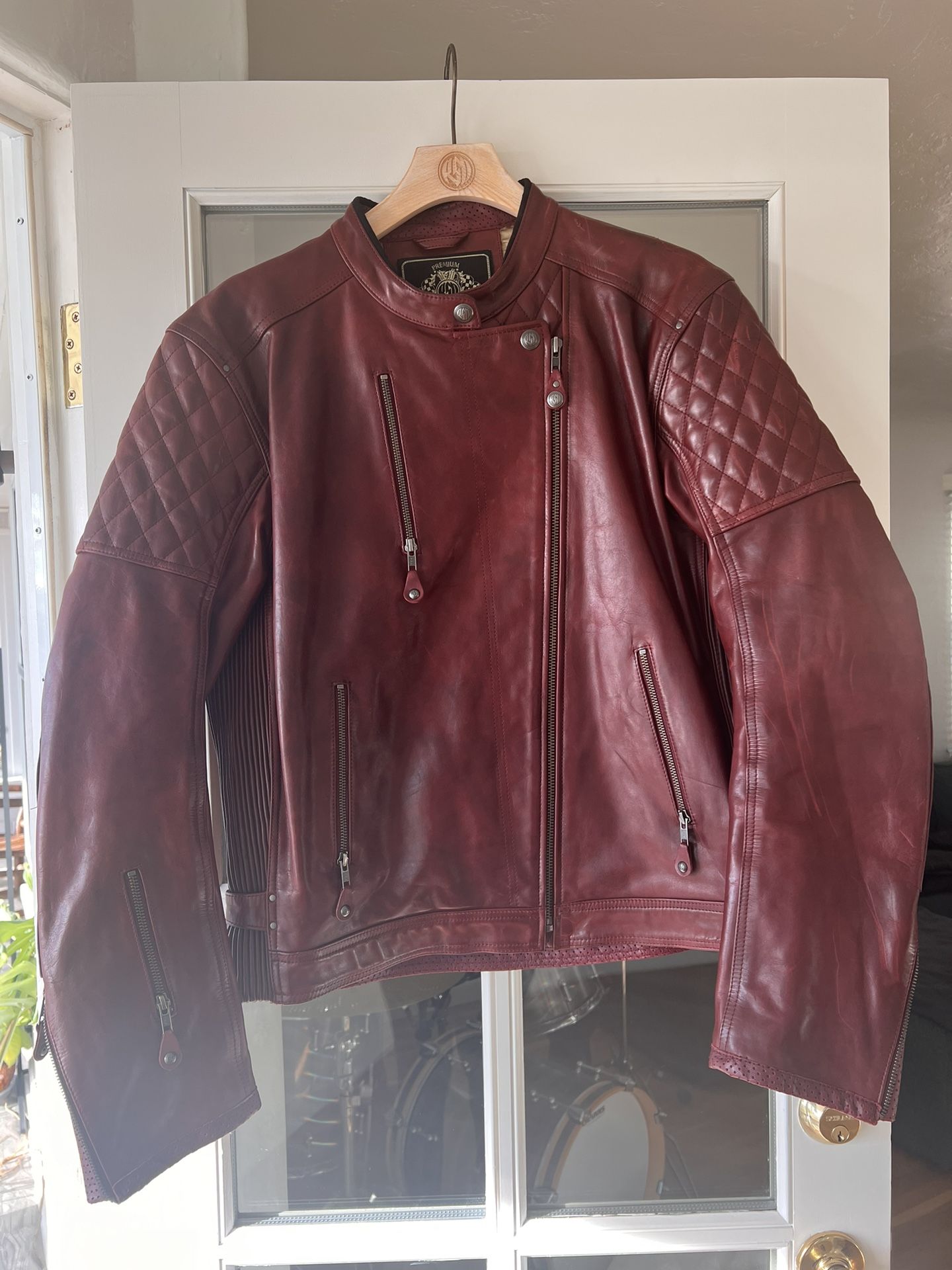 Roland Sands Clash CE Leather Motorcycle Jacket, Red, XL