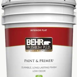 BEHR PREMIUM PLUS 5 gal. Ultra Pure White Flat Low Odor Interior Paint & Primer